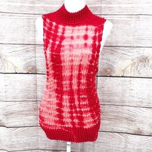 PS-3983 Red and White Sleeveless Popcorn Bubble Top Size OS